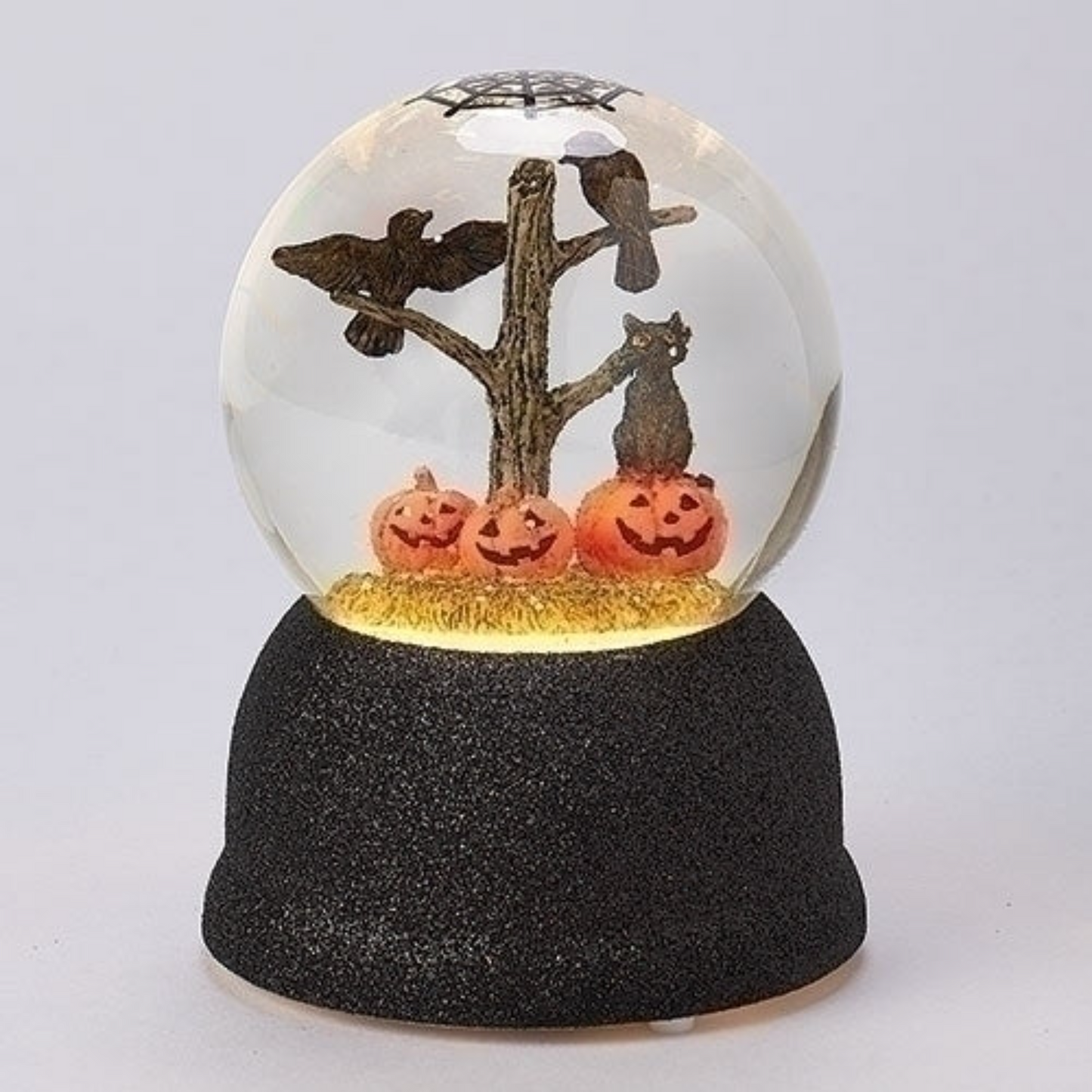 Roman Black Cat Crows On Tree Halloween LED 100MM Dome