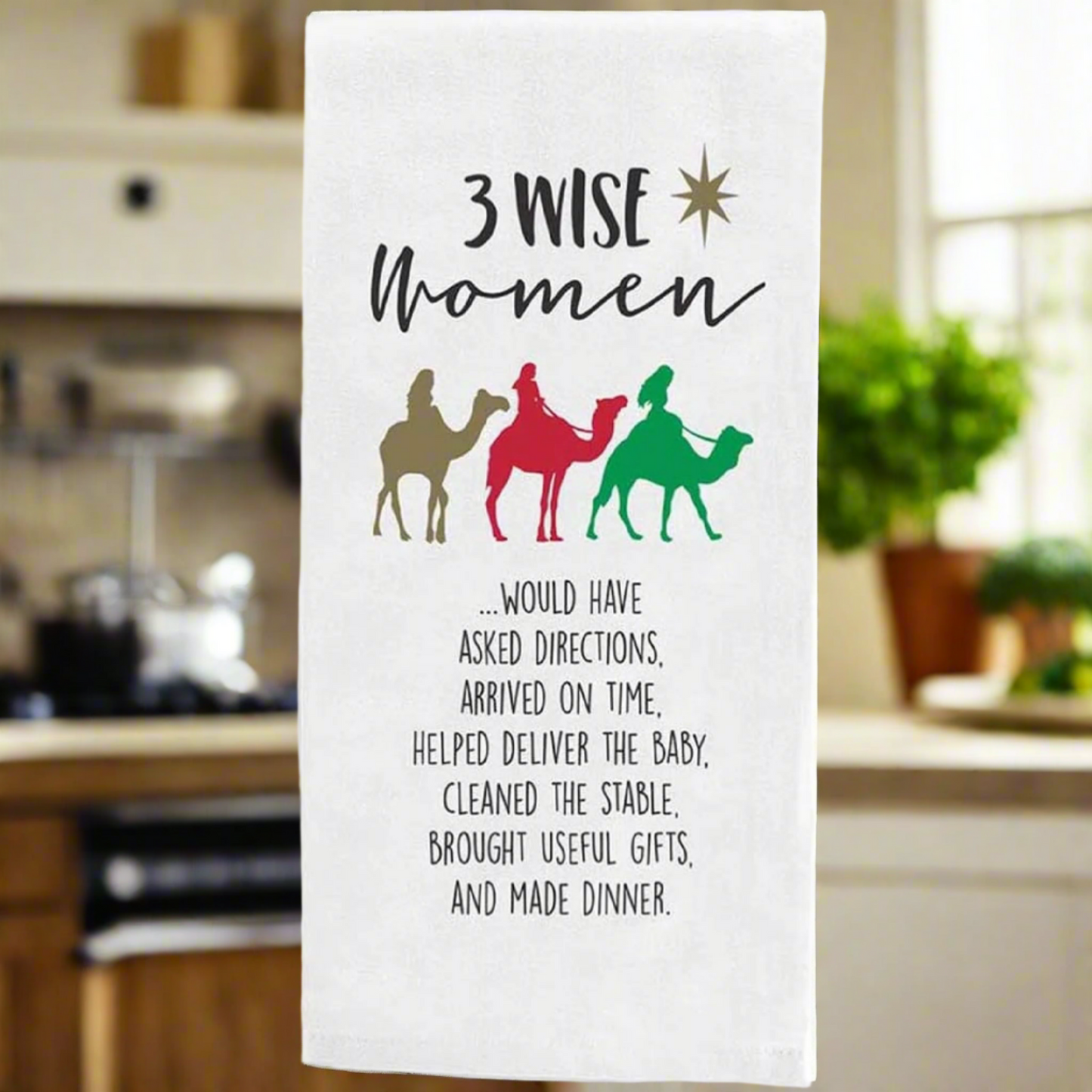 Enesco Our Name is Mud 3 Wise Women Cotton Dish Cloth Tea Towel, 26 Inch