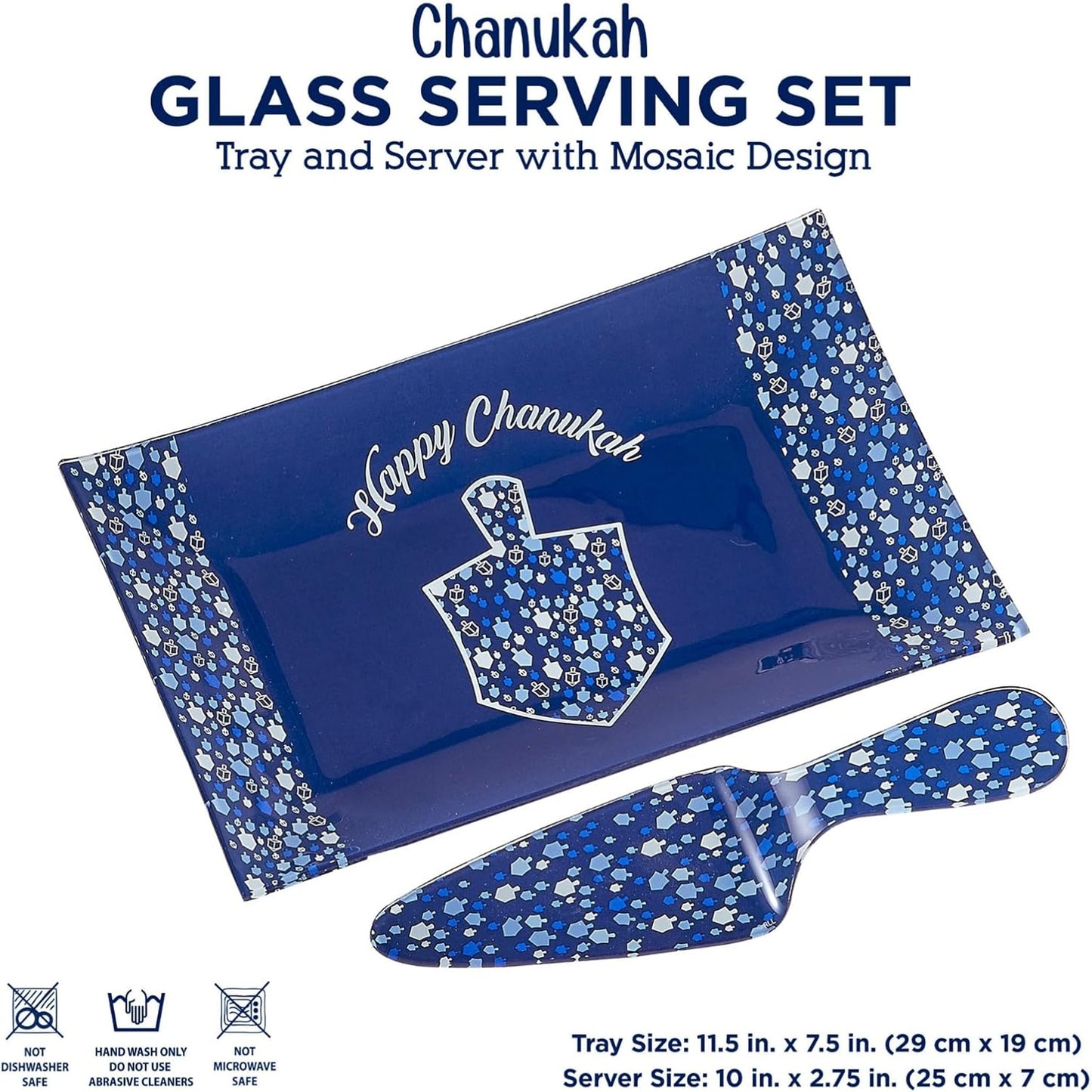Chanukah Mosaic Glass Tray and Server Set