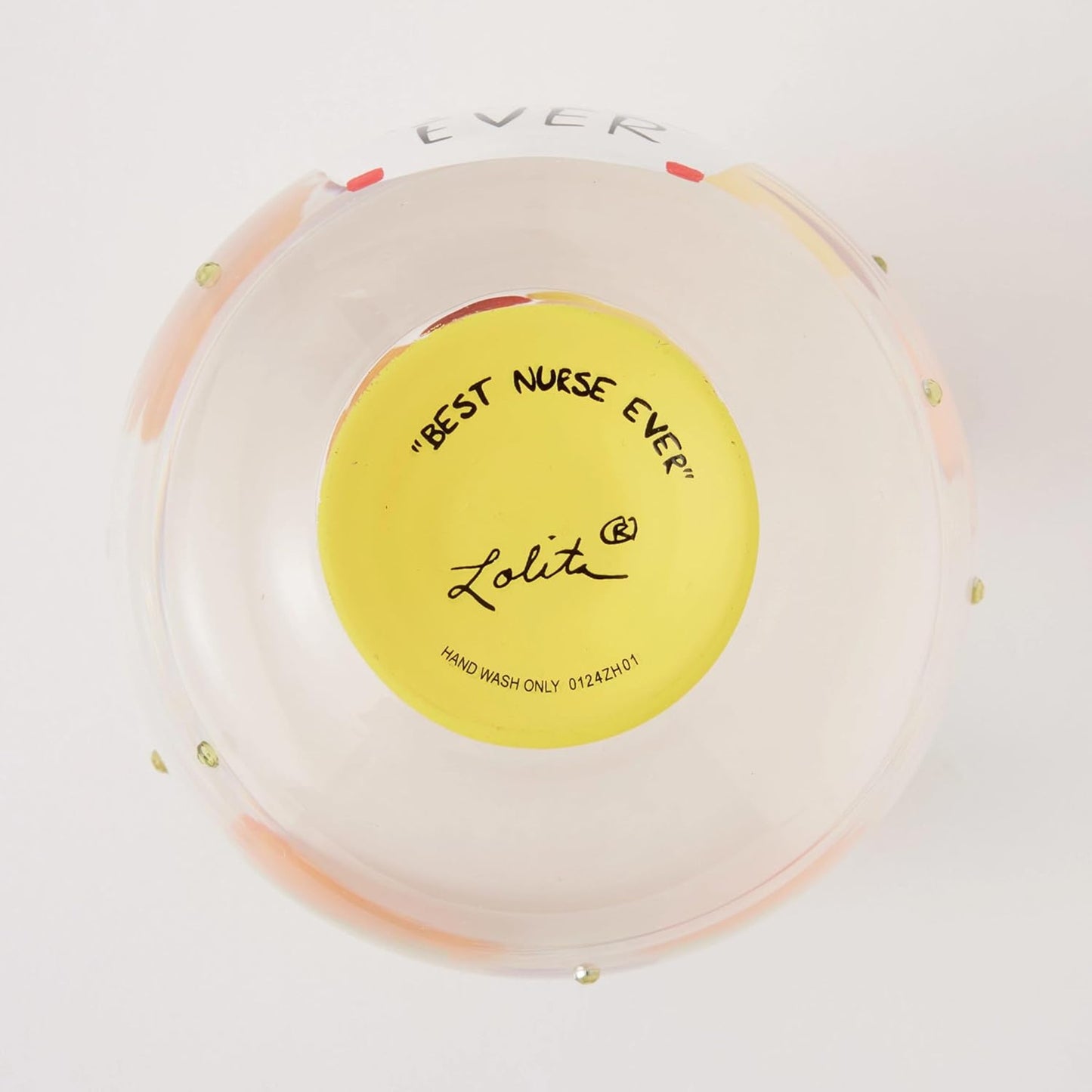 Enesco Lolita Best Nurse Ever Hand-Painted Artisan Stemless Wine Glass, 20 Ounce