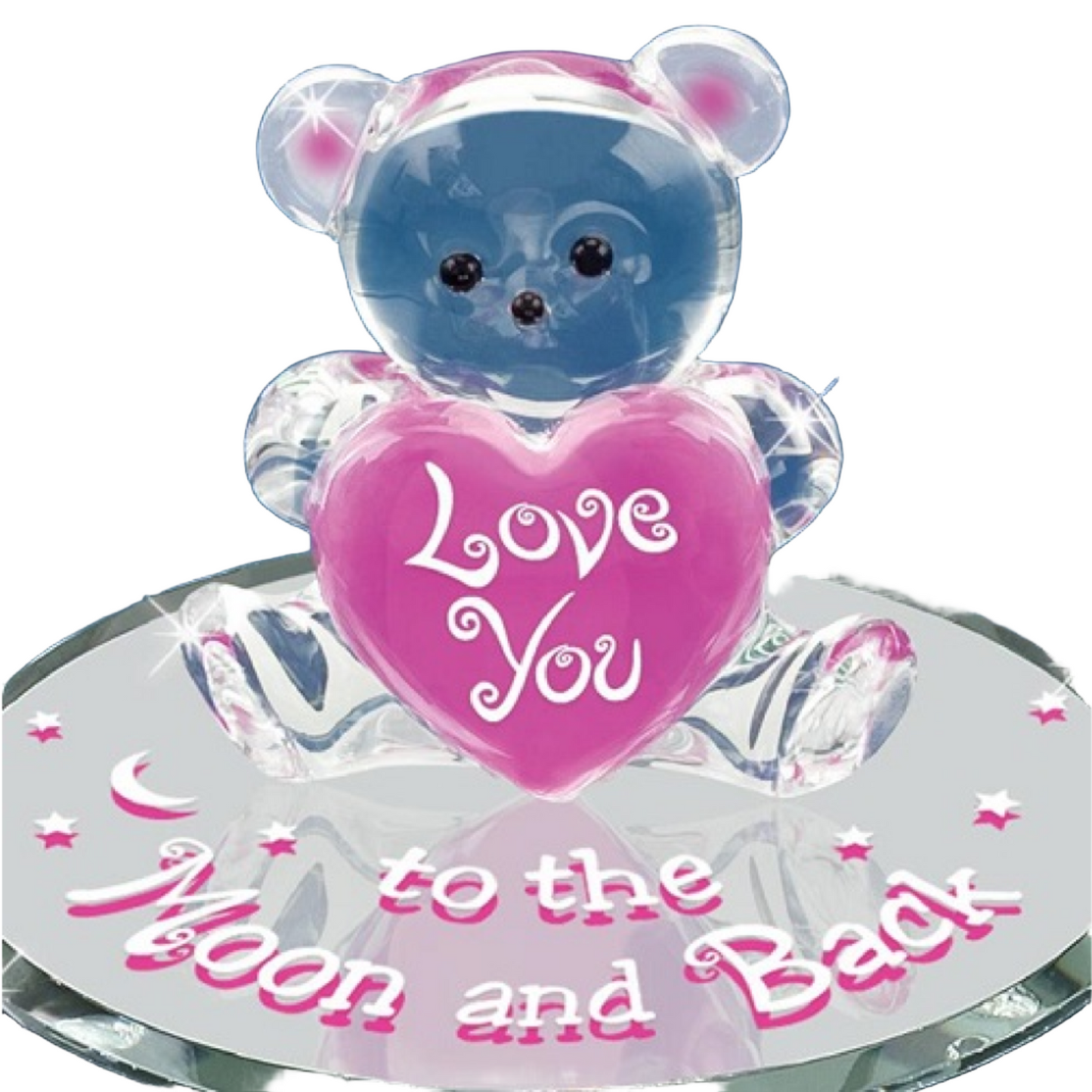 Glass Baron Bear "Love You to the Moon and Back" Pink Heart