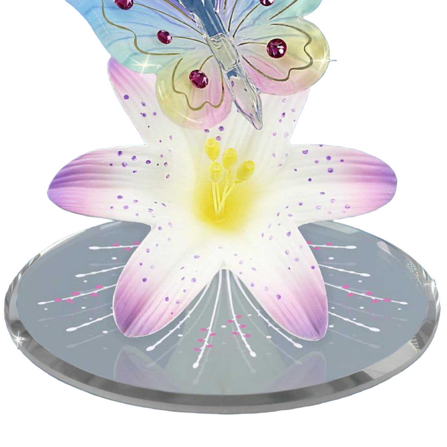 Glass Baron Butterfly and Lavender Lily Figurine