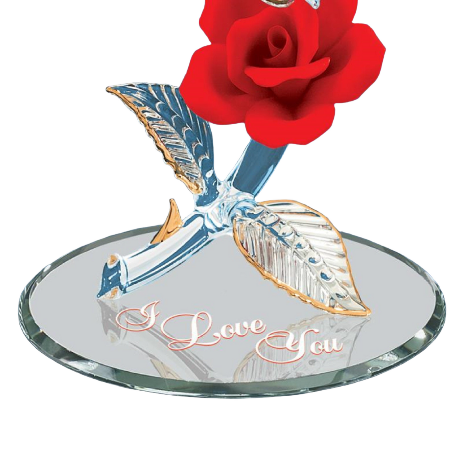 Glass Baron Butterfly with Red Rose " I Love You "