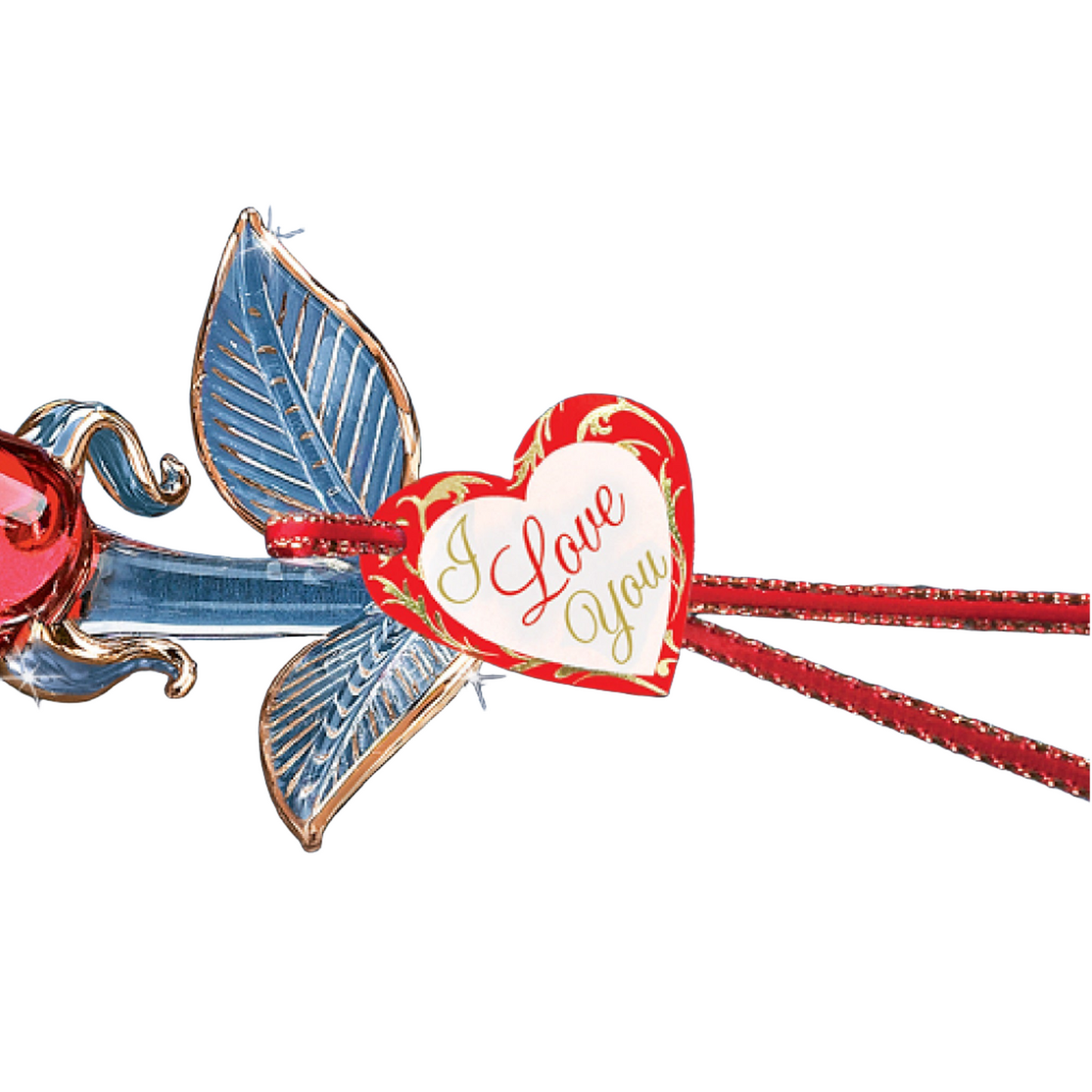 Glass Baron Glass Red Rose "I Love You"