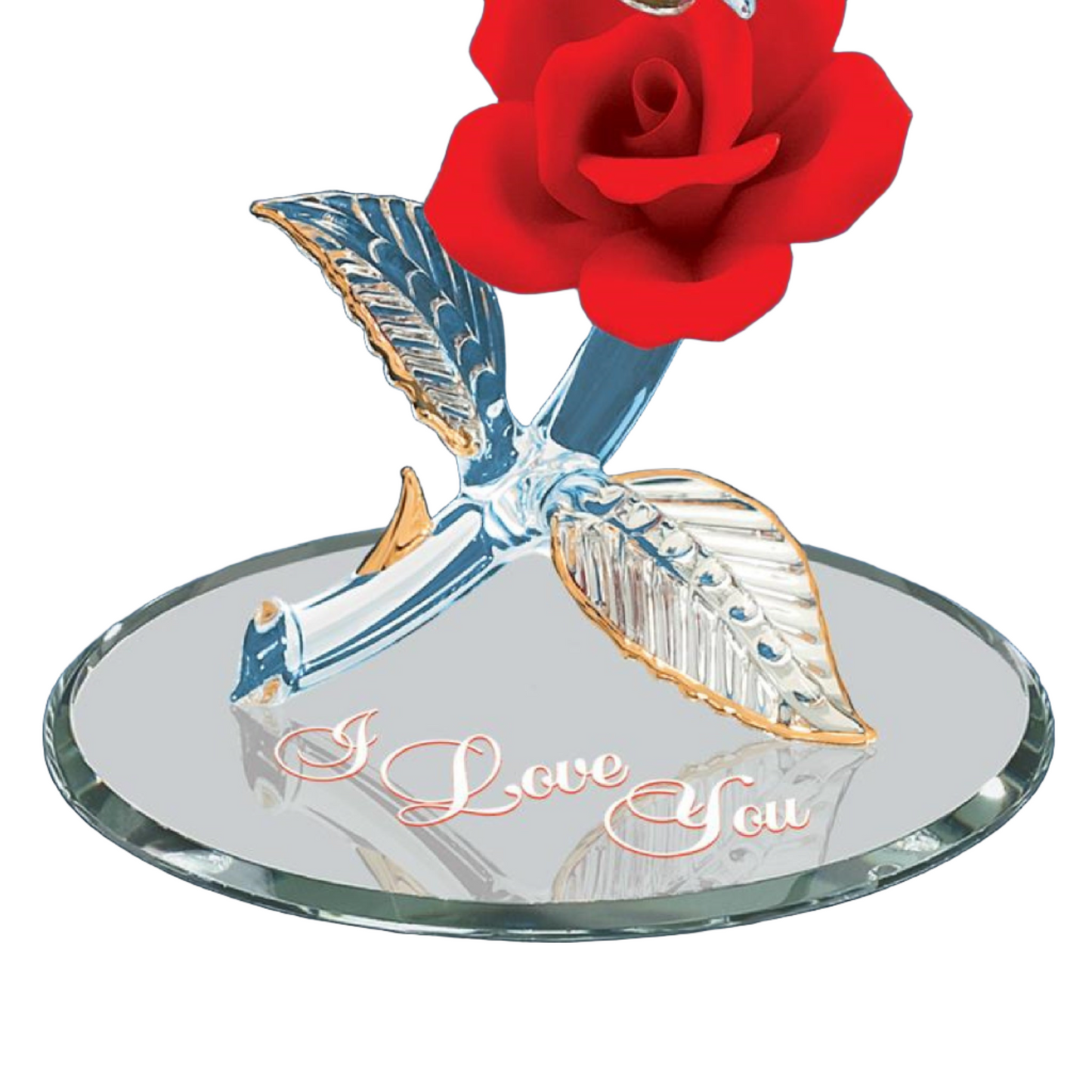 Glass Baron "I Love You" Butterfly and Rose Figurine