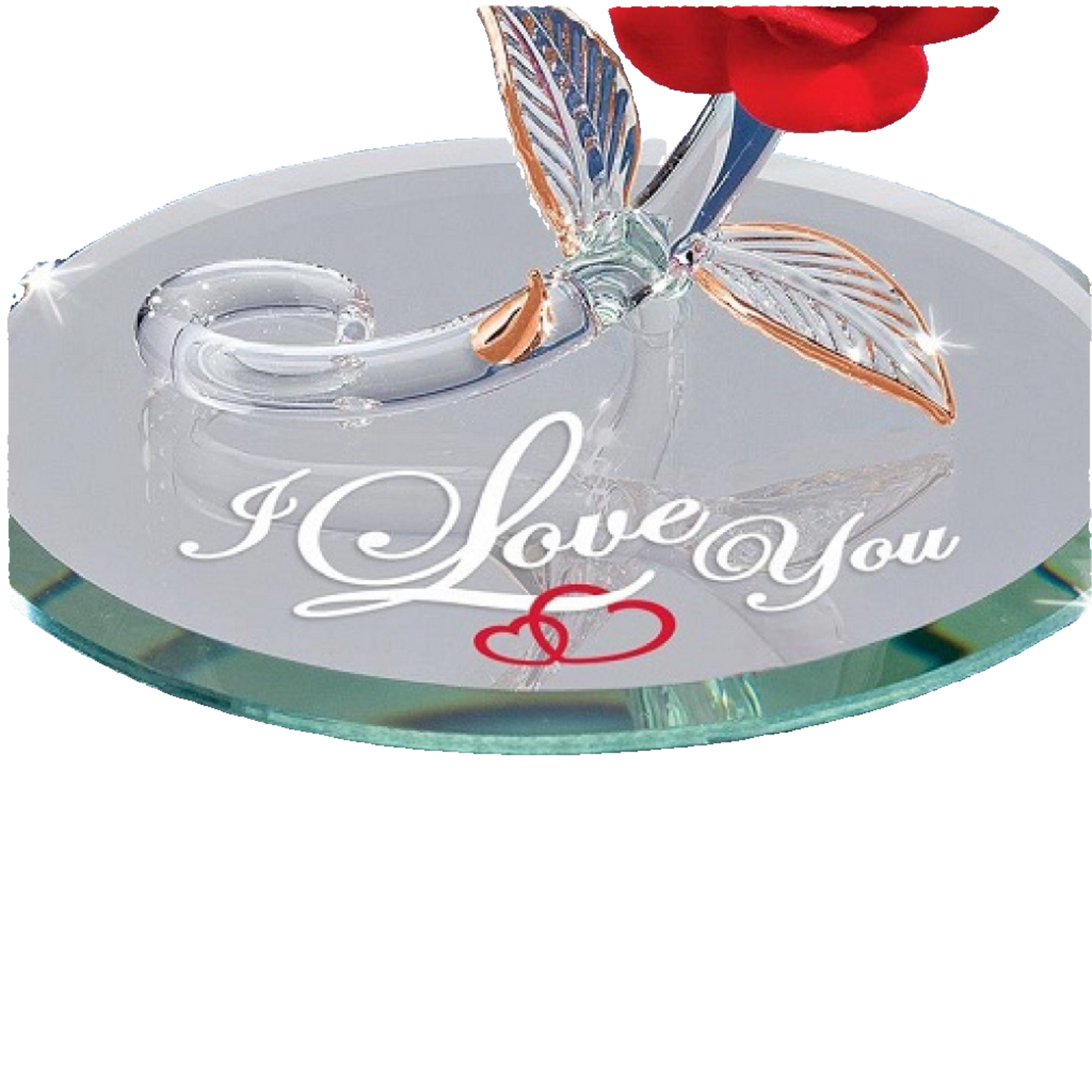 Glass Baron "I Love You" Red Rose Figurine