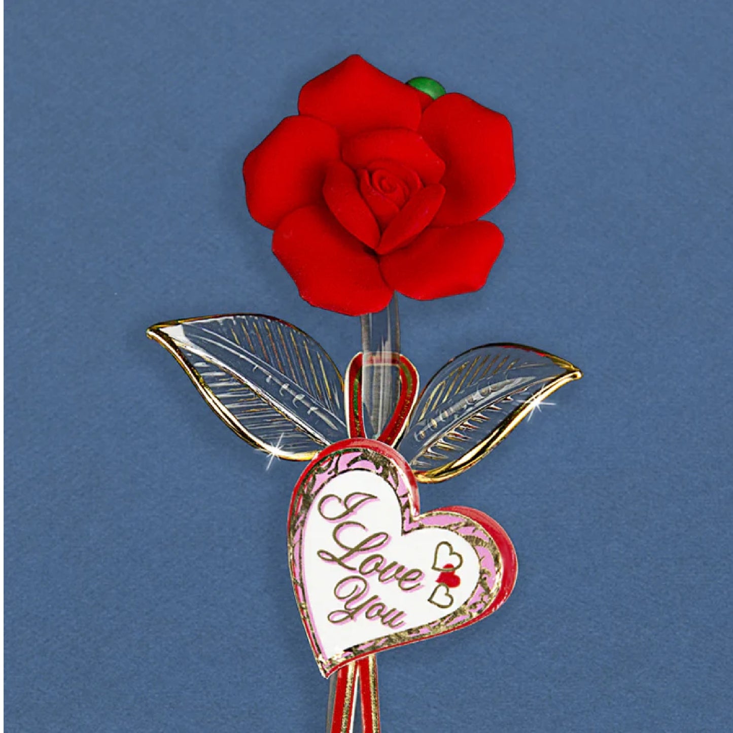 Glass Baron "I Love You" Red Rose Small