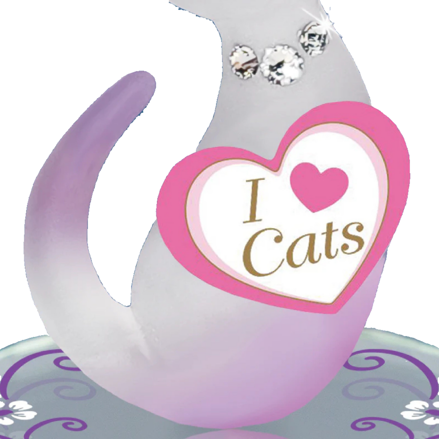 Glass Baron Pink Cat "I Love Cats"