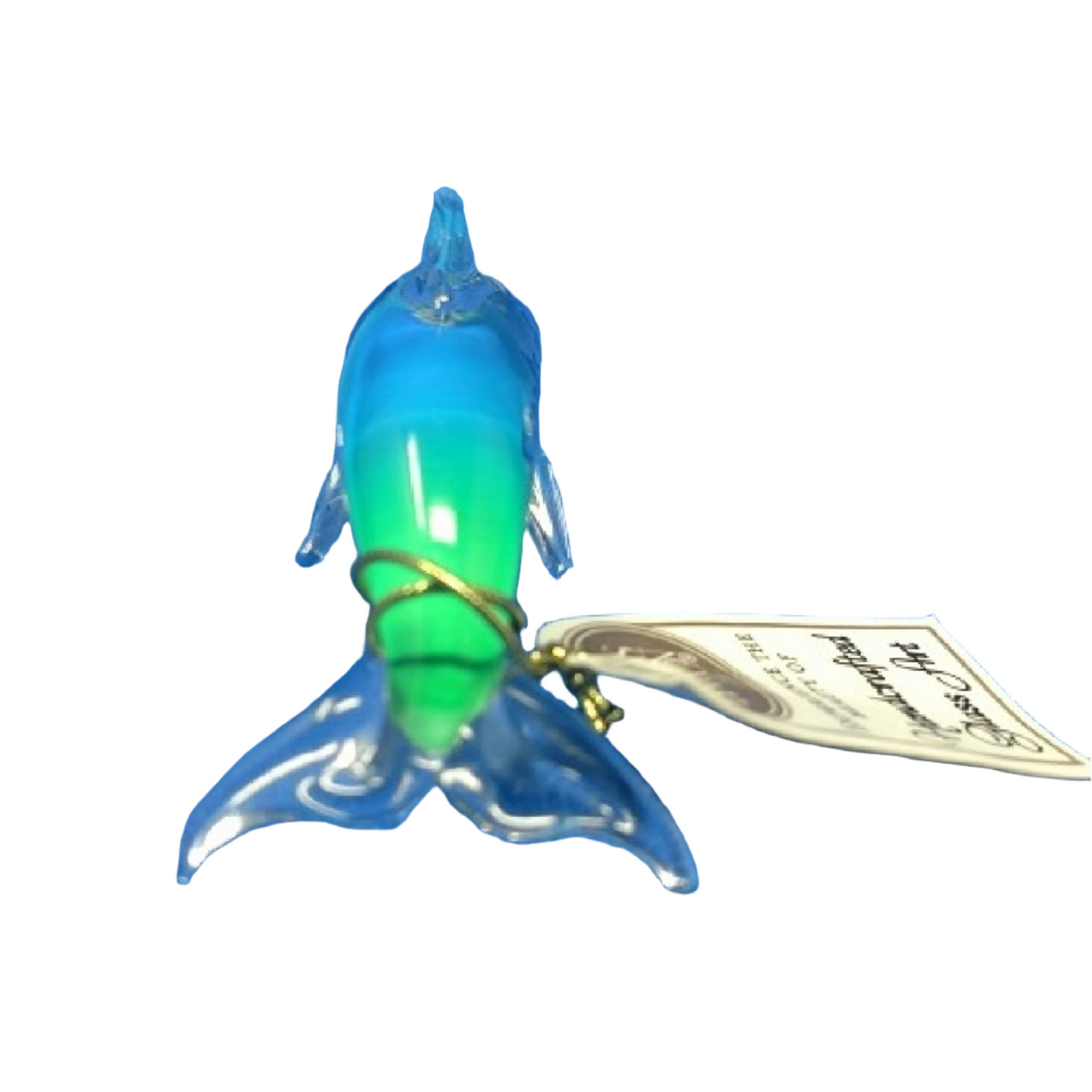 Glass Baron Tiny Dolphin "Friends of the Sea" Clear Glass Figurine