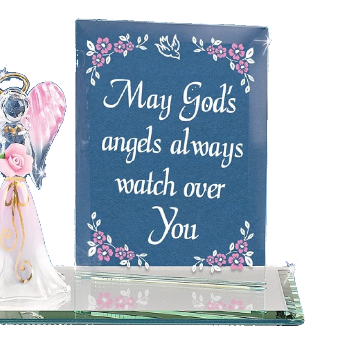 Glass Baron "Watch Over You" Angel Figurine and Plaque