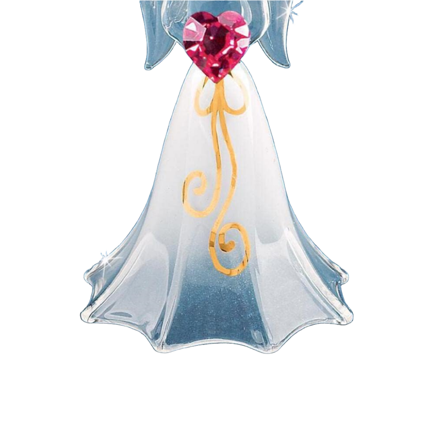 Glass Baron White Angel with Crystal Heart Figurine