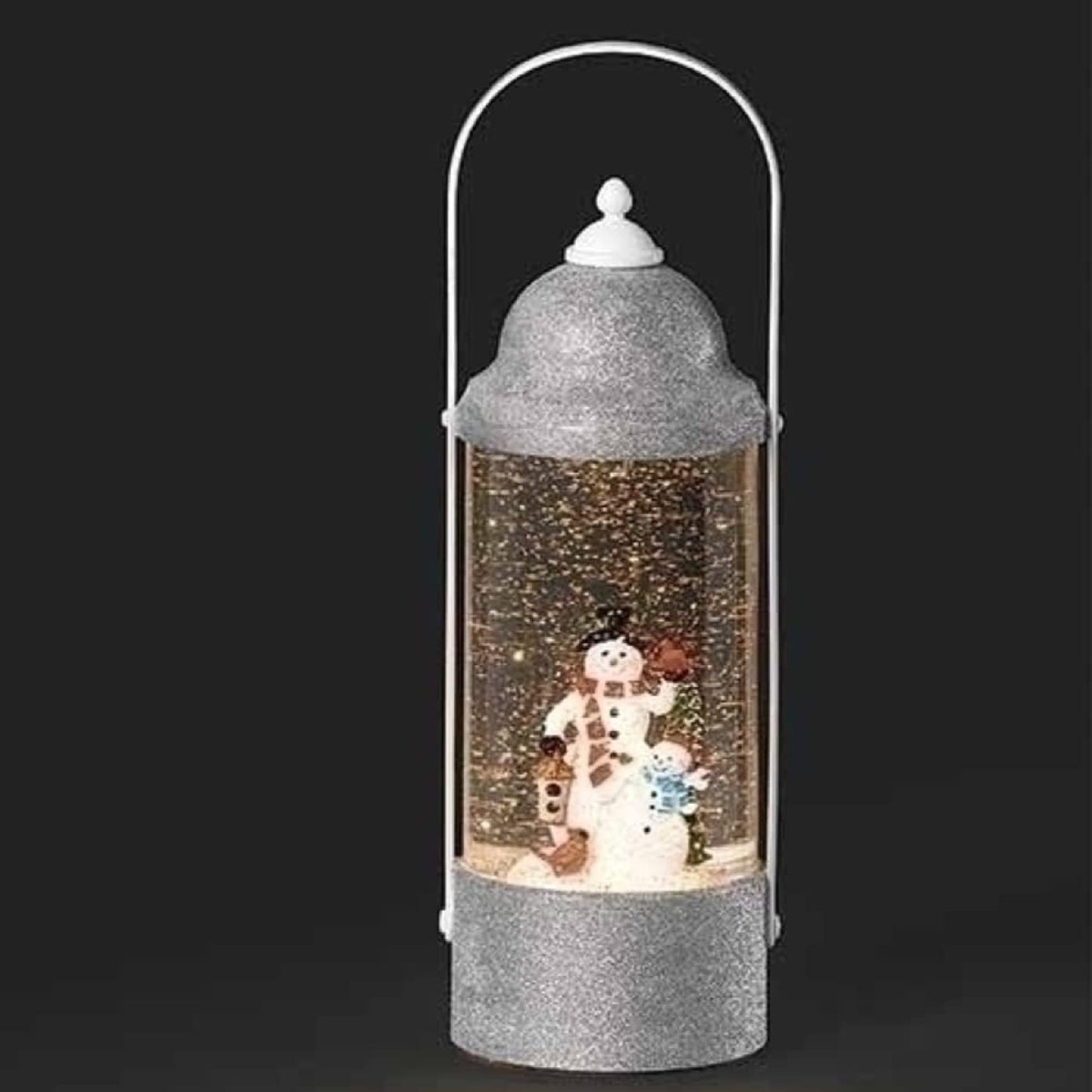 Lighted Confetti Swirl Lantern Snowman With Top Hat and Holly by Roman