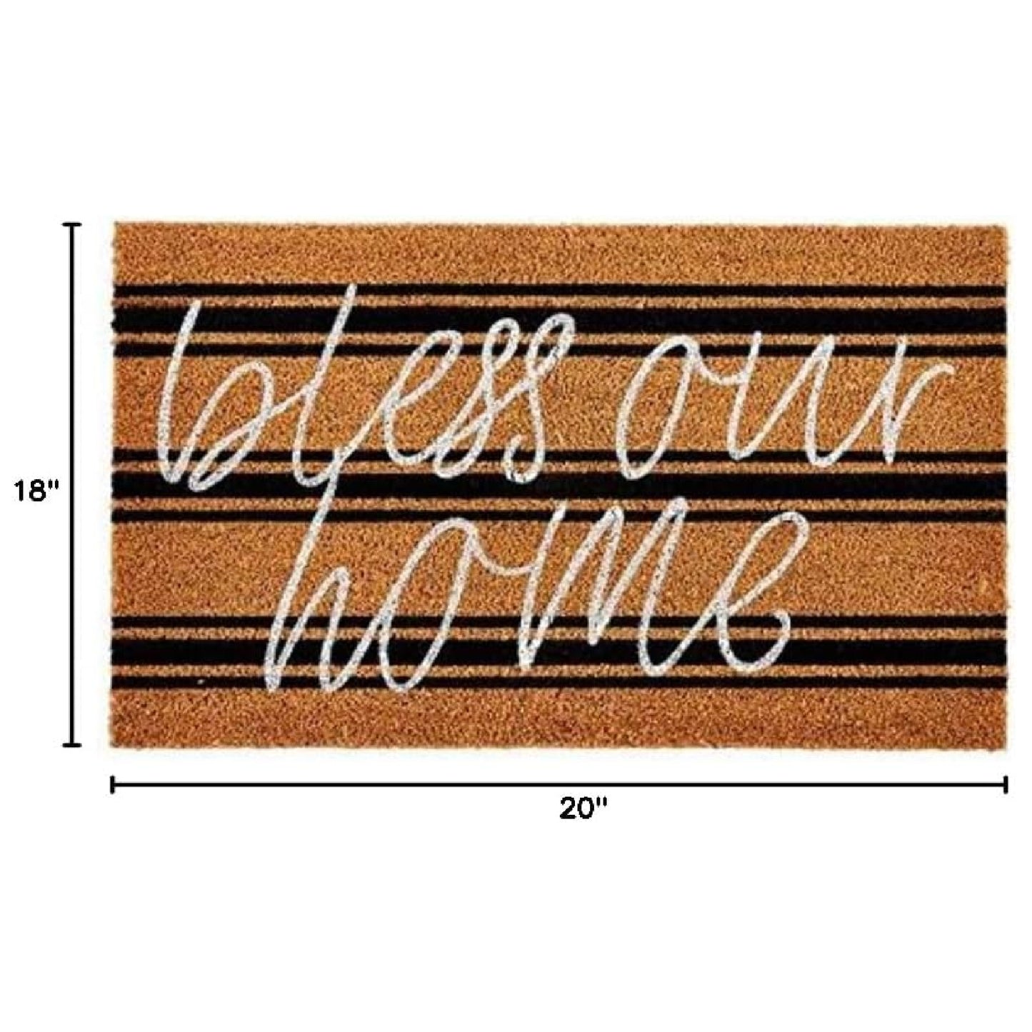 Mud Pie Bless Our Home Doormat, Black Stripe
