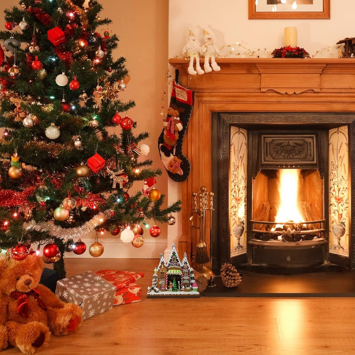 Musical LED Lighted Candy Store With Rotating Figures, 15.5"