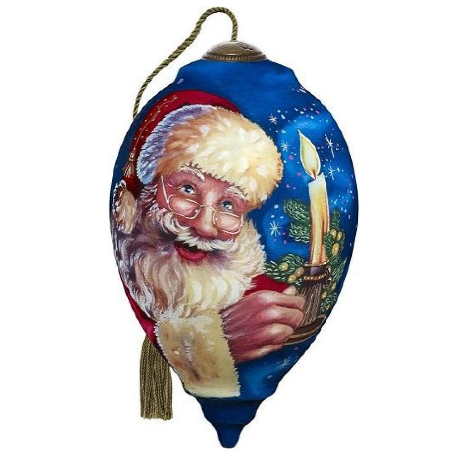 NeQwa Art Merry Christmas To All, Hand Painted, Five Glass Ornaments Gift Set