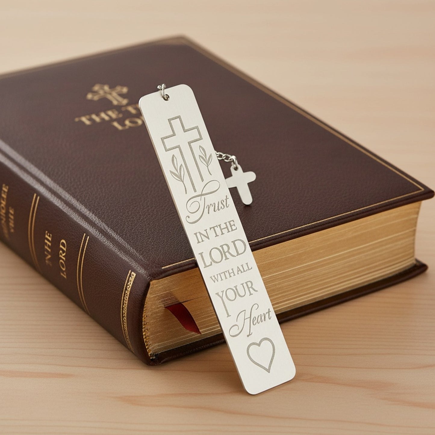 Roman, 5” H Trust in The Lord Metal Bookmark with Cross Charm