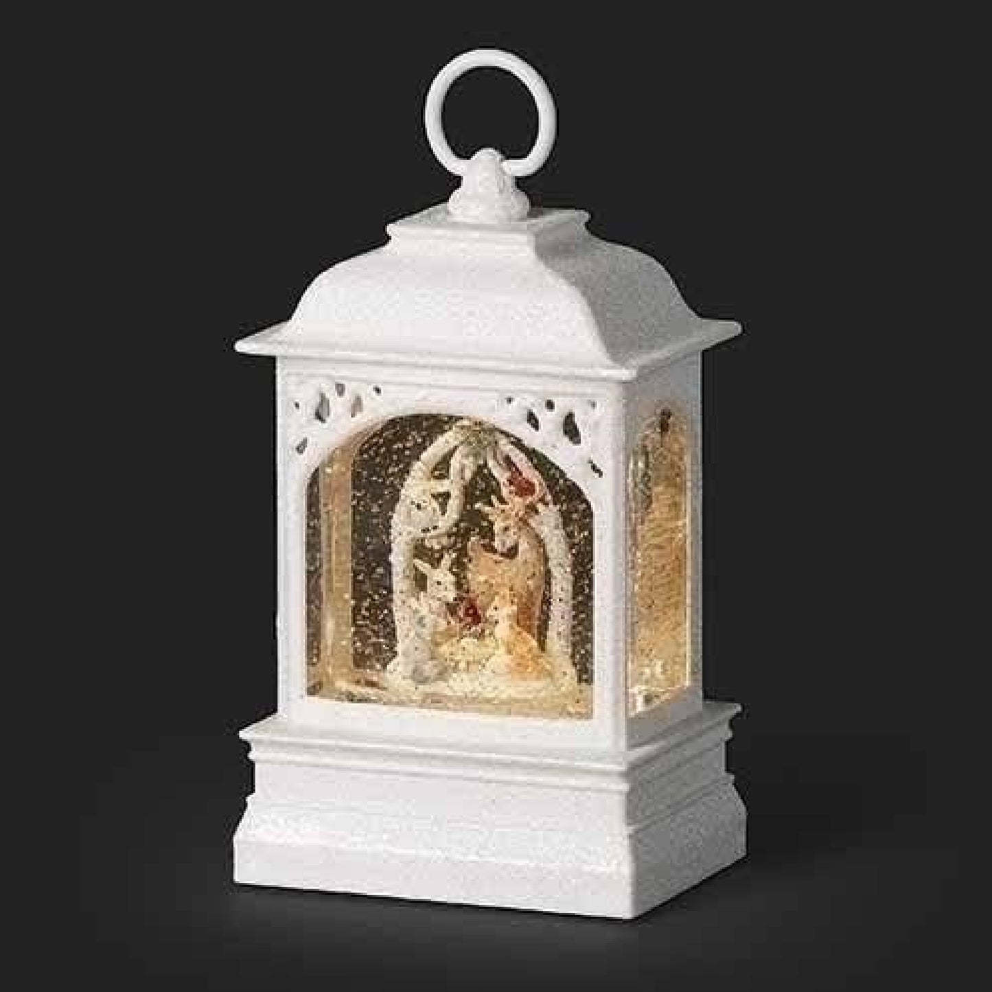 Roman Christmas Inc., Confetti Lites Collection, 8" HLED Swirl Confetti Light Woodland Lantern, Snow Globe, (8x3x5)