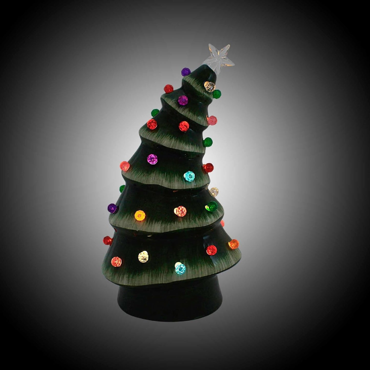 Roman Lighted Ceramic Bent Tree Christmas Bulb Figurine, 10-inch Height, Christmas Decoration