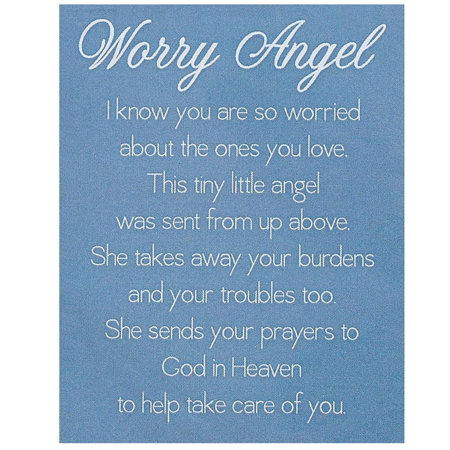 Roman Worry Angel with Prayer Message Miniature Angel 2.5 inch