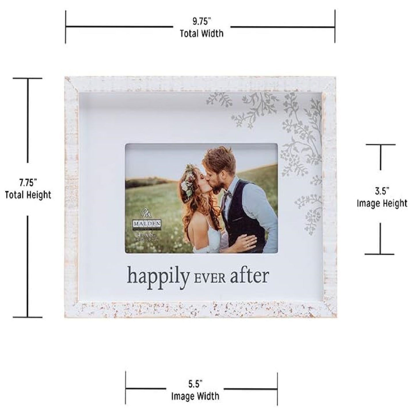 Malden "happily EVER after" Stressed Rustic Wood Wedding Frame