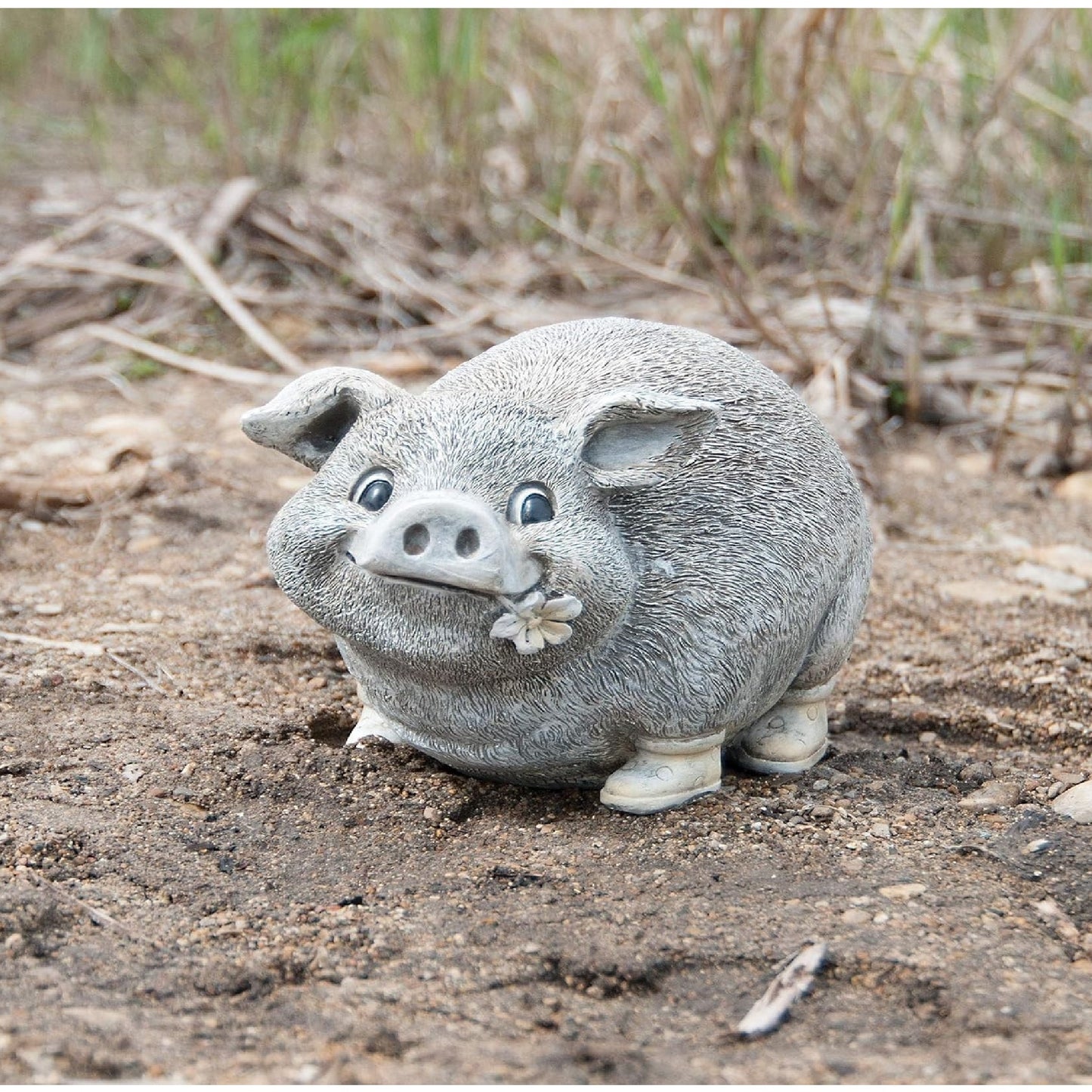 Roman Pudgy Pal Pig in Rain Boots Garden Statue