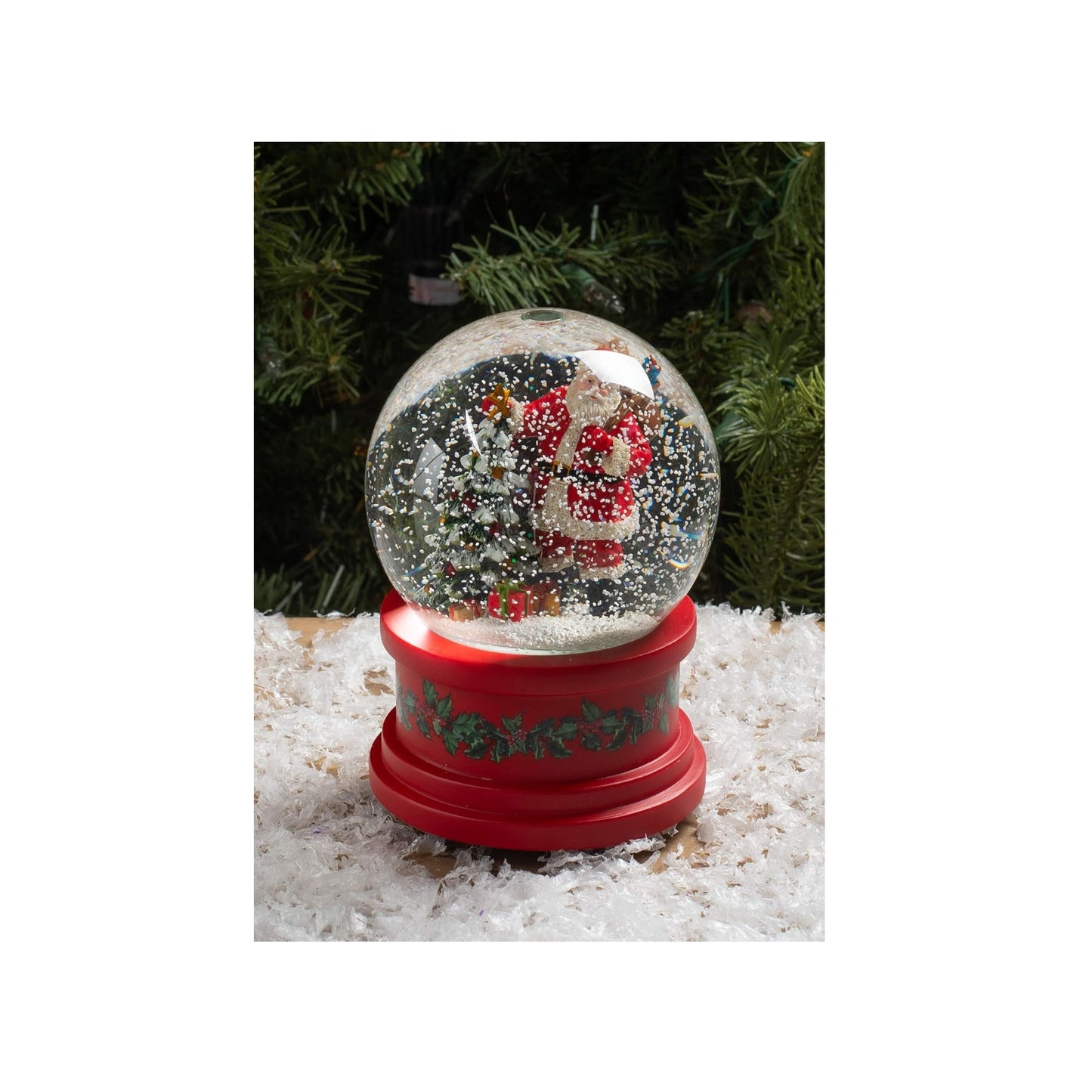Roman Musical Santa With Christmas Tree Glitter Dome
