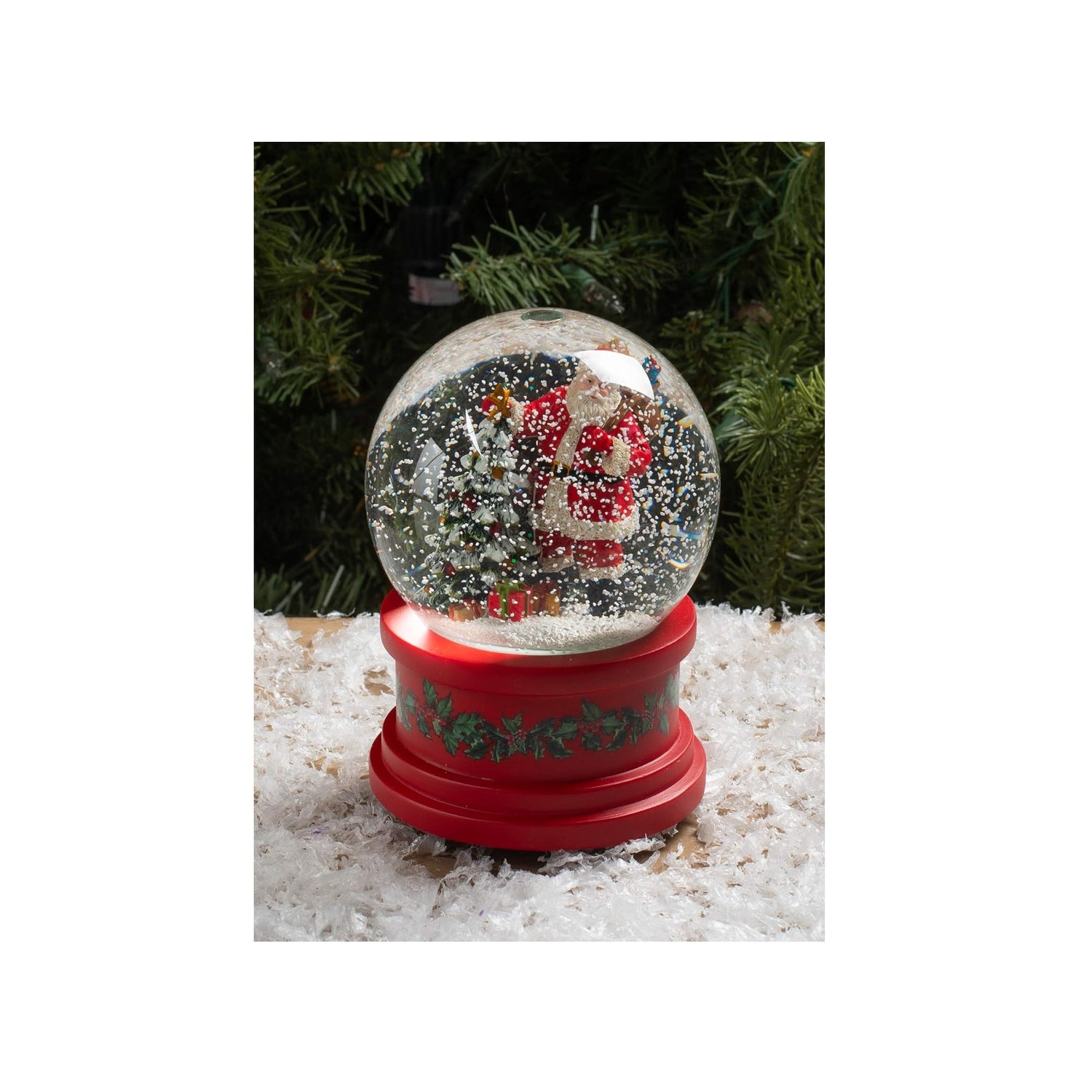 Roman Musical Santa With Christmas Tree Glitter Dome
