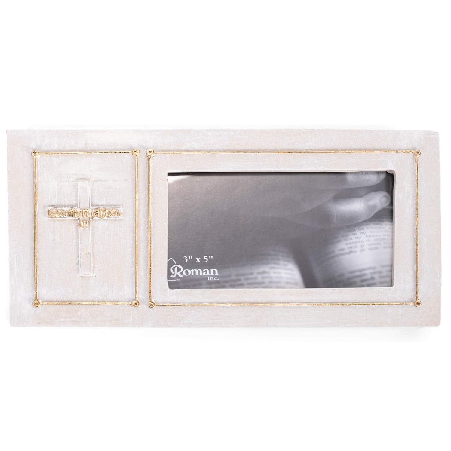 Roman Keepsake Confirmation Box with Cross and Frame 1.75" H