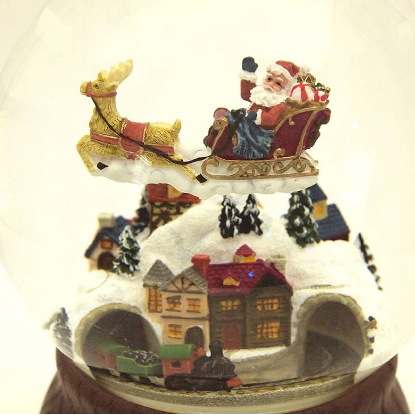 Roman Musical Santa And Train Revolving Snow Globe