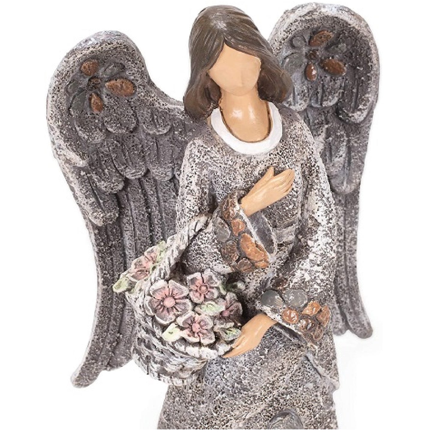 Roman Angel with Basket Pebble Garden Statue