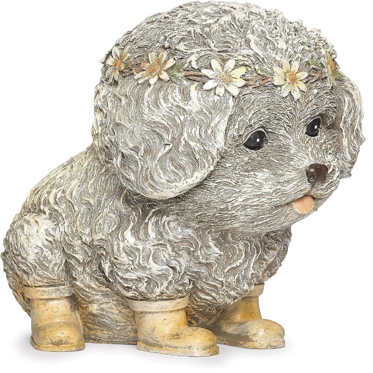Roman Pudgy Pal Dog in Rain Boots Garden Statue