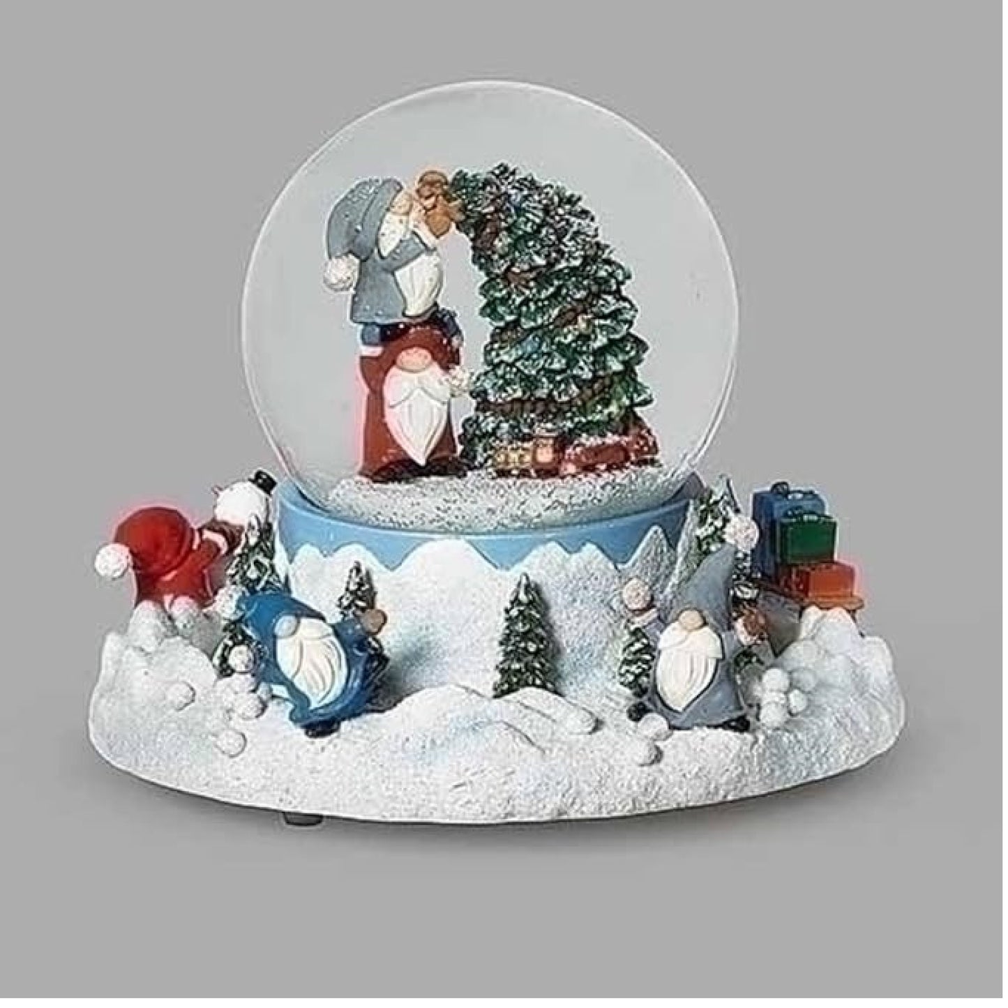 Roman 5.7" Musical Rotating Christmas Gnome Dome