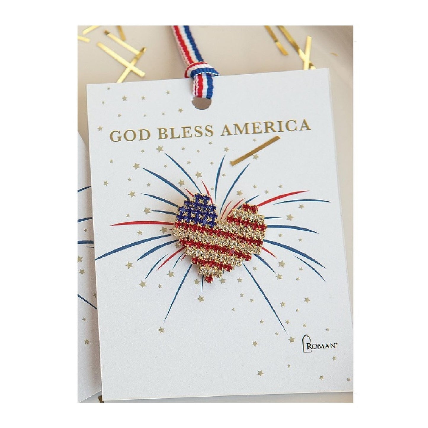 Roman USA Flag Pin Carded