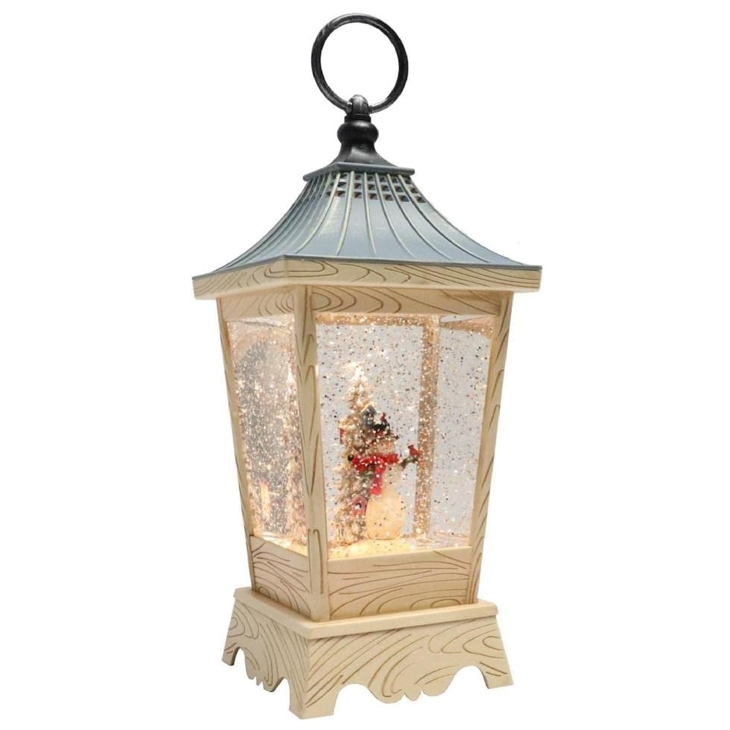 Roman Snowman Wood Lantern Led Swirl Lantern