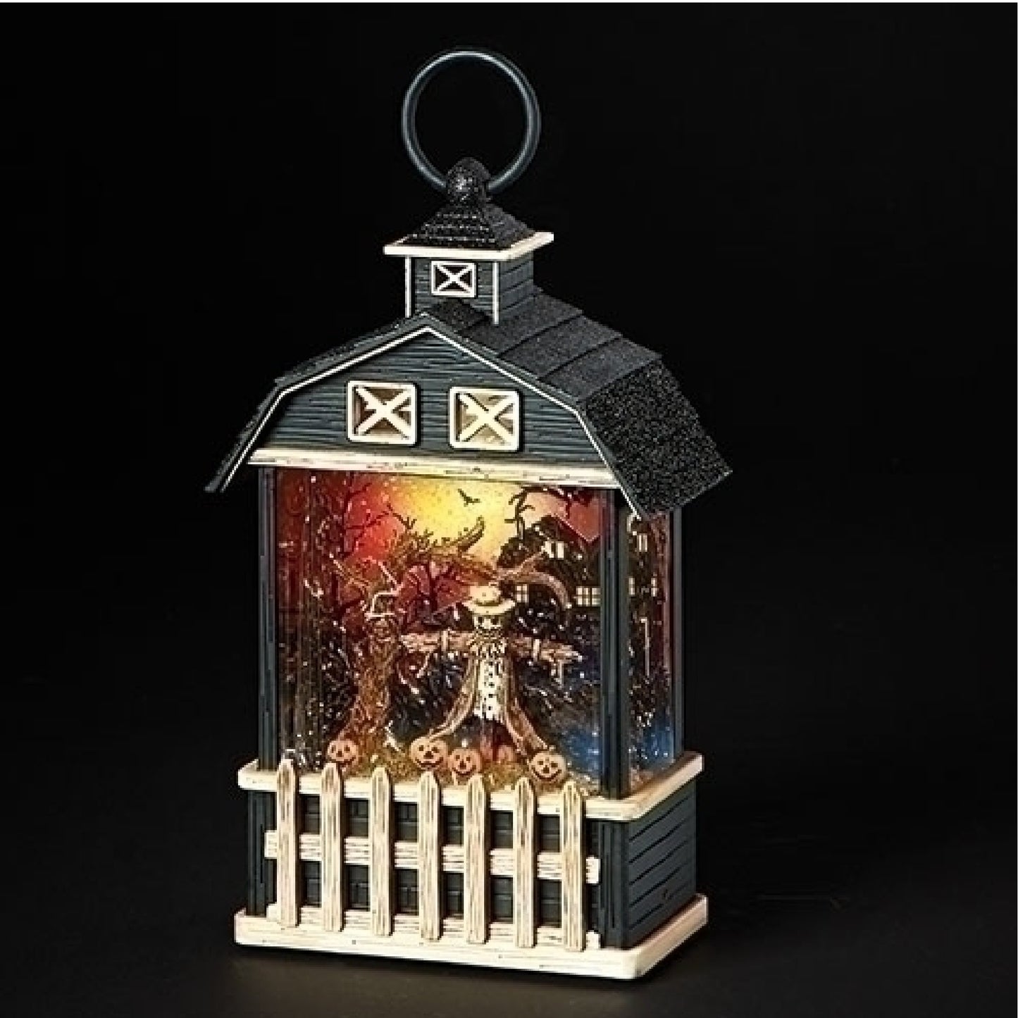 Roman Haunted Barn Scarecrow LED Swirl Water Dome