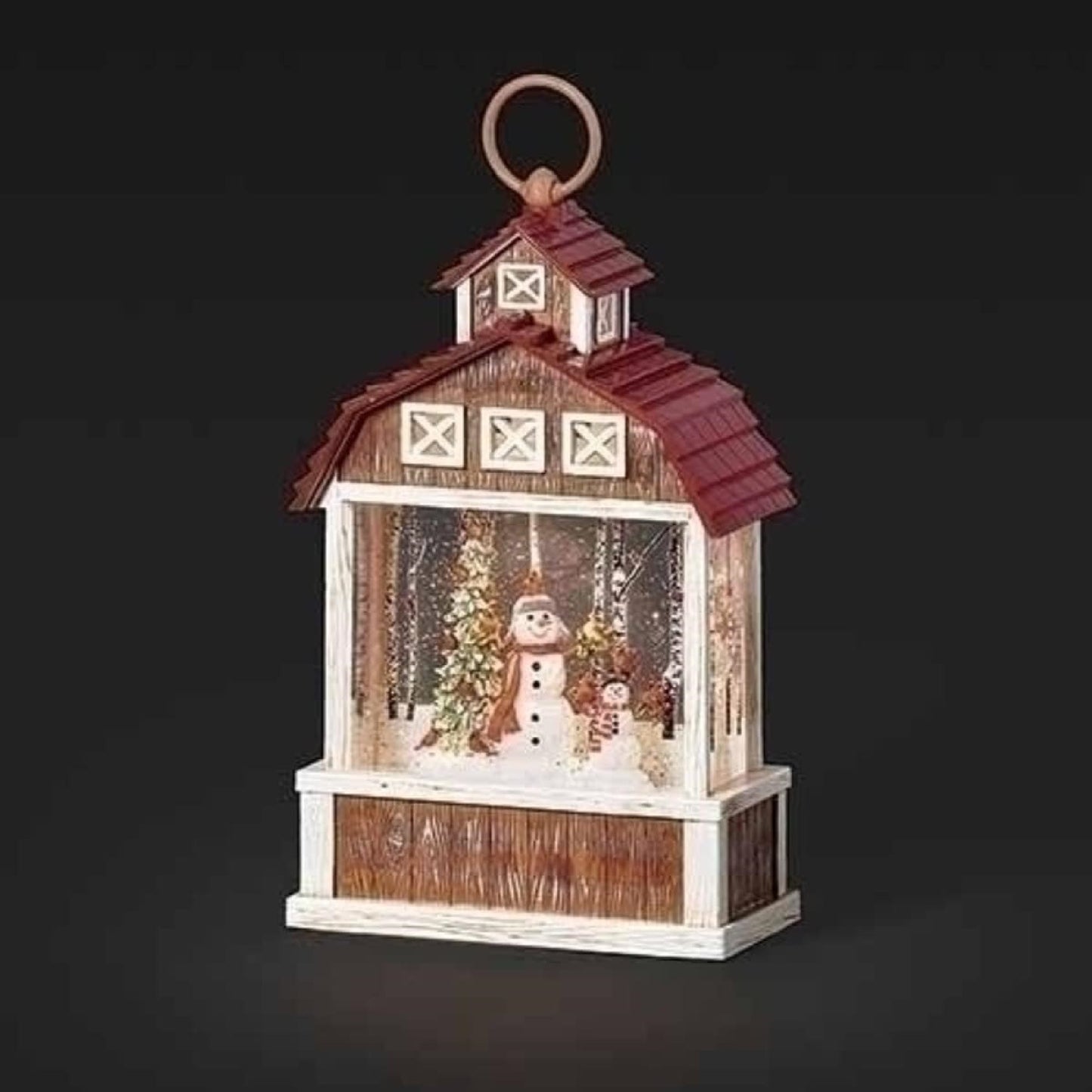 Roman LED Swirl Confetti Light Barn Lantern, Lantern Snow Globe