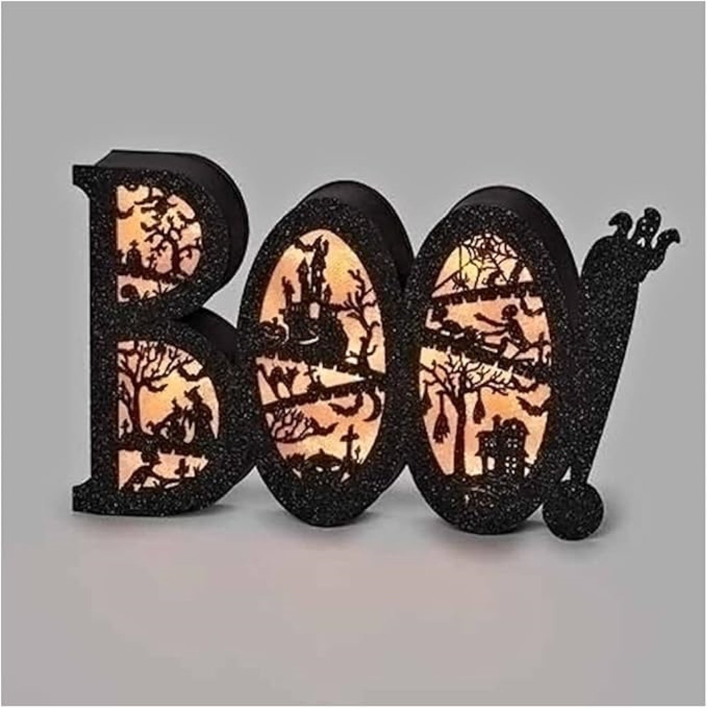 Roman 5"H Boo with Scene LED Sign for Halloween