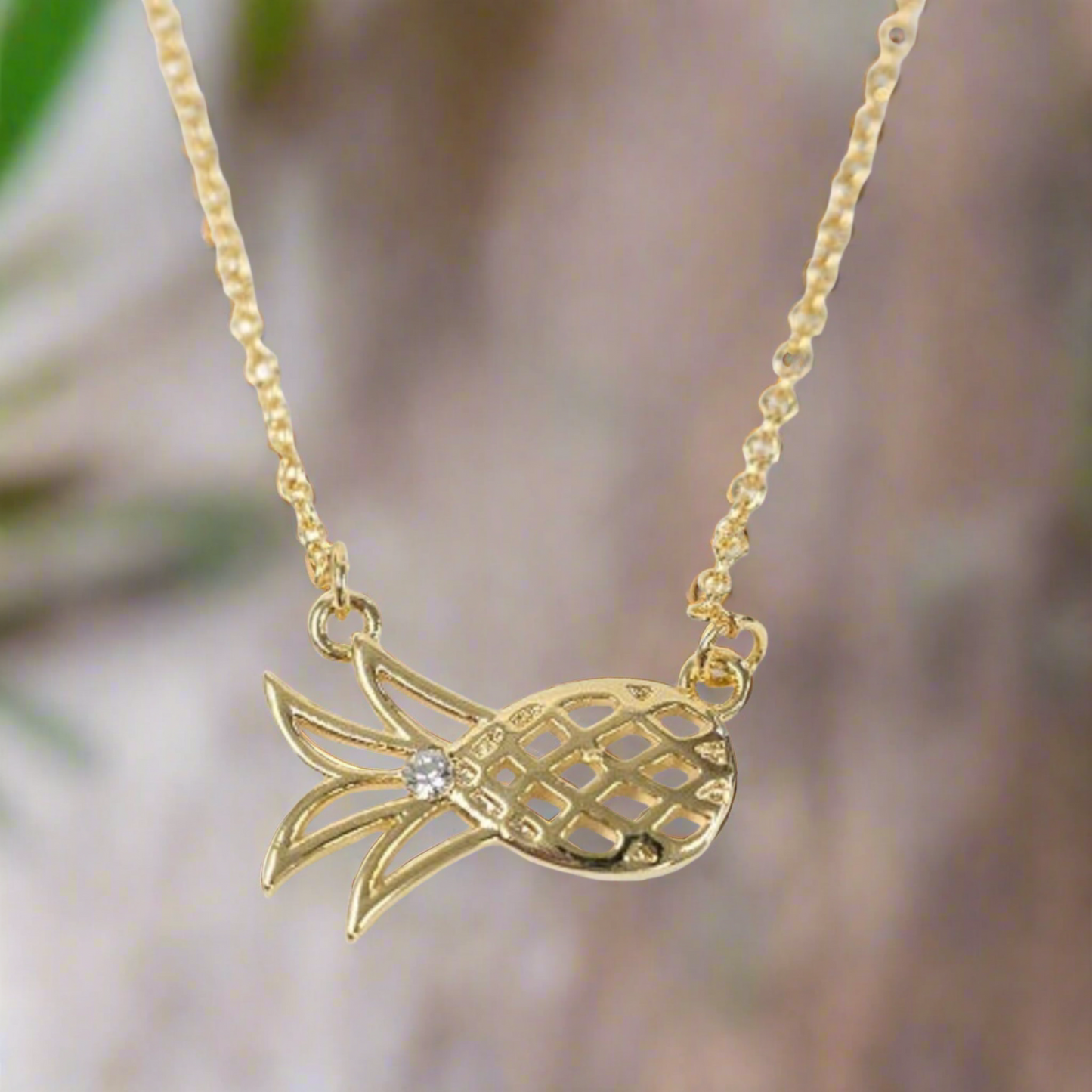 Be a Pineapple Gold Necklace 16"L +2" Extender