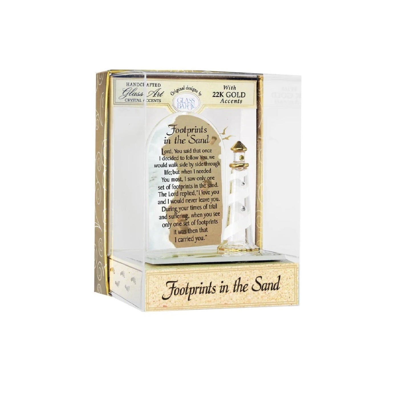 Keepsake Box "Footprints in the Sand" Lighthouse by Glass Baron