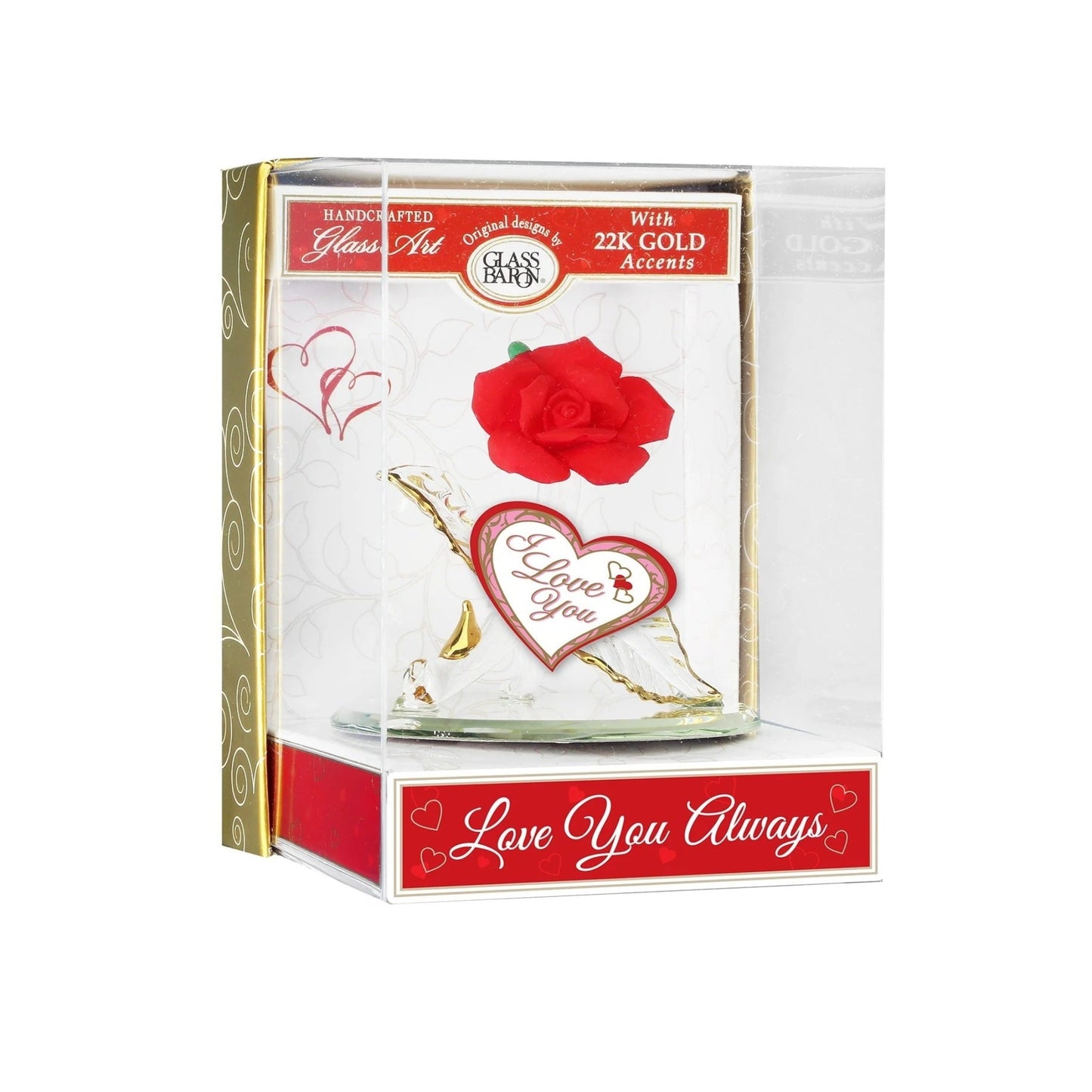 Keepsake Box "I Love You Always" Red Rose by Glass Baron