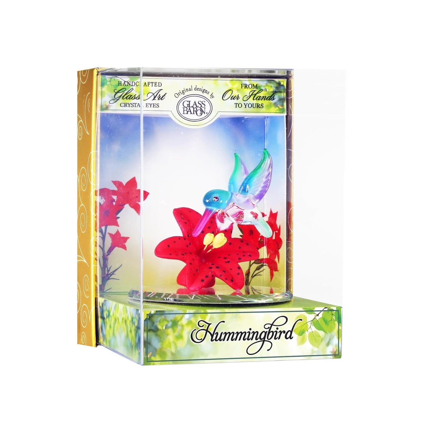 Keepsake Box Red Lily Hummingbird by Glass Baron