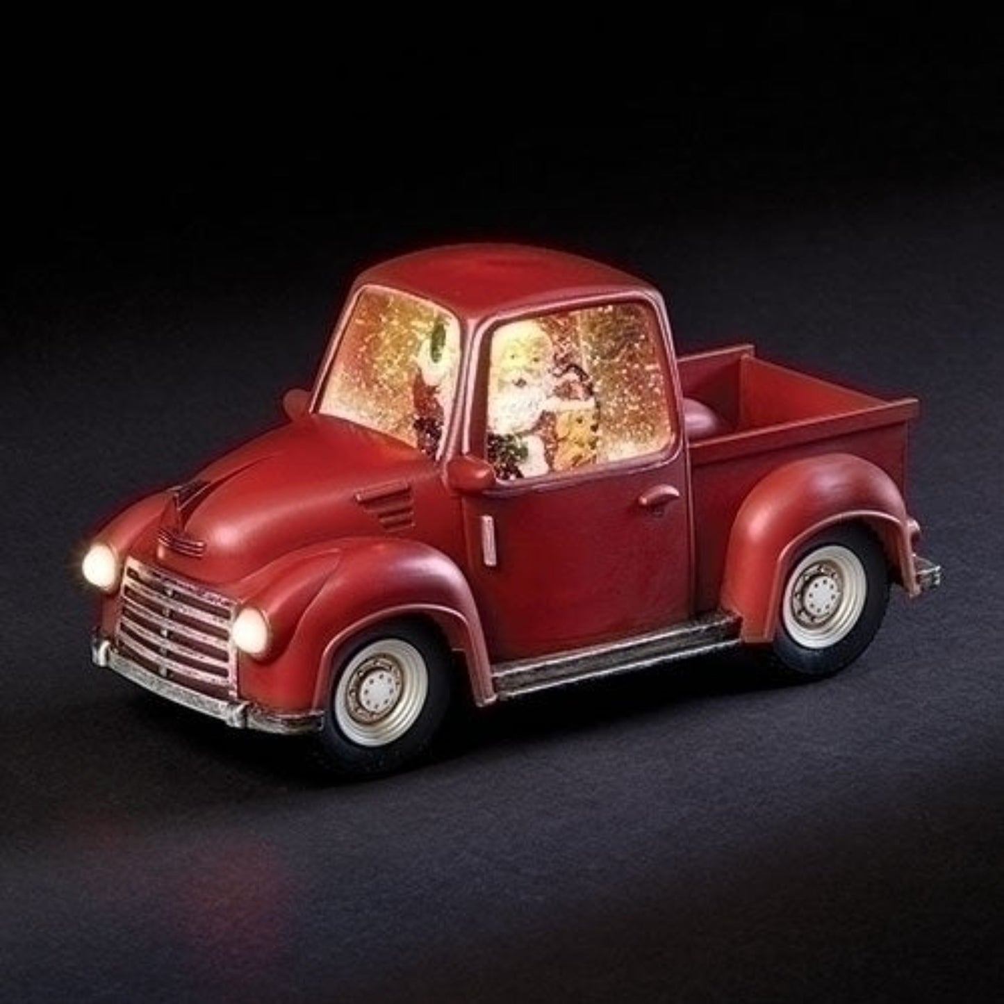 Roman LED Santa in Swirl Red Truck Water Globe