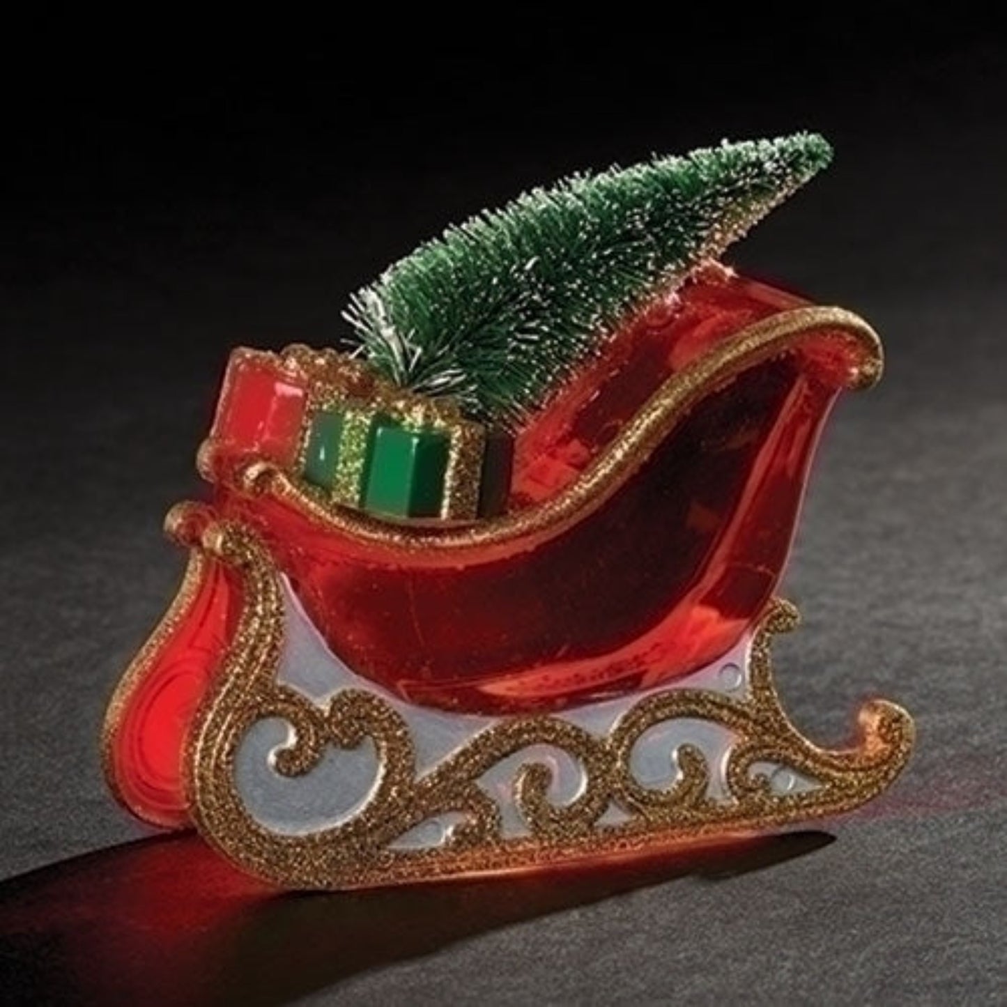 Roman Christmas Sleigh Glitterdome With Tree Swirl LED