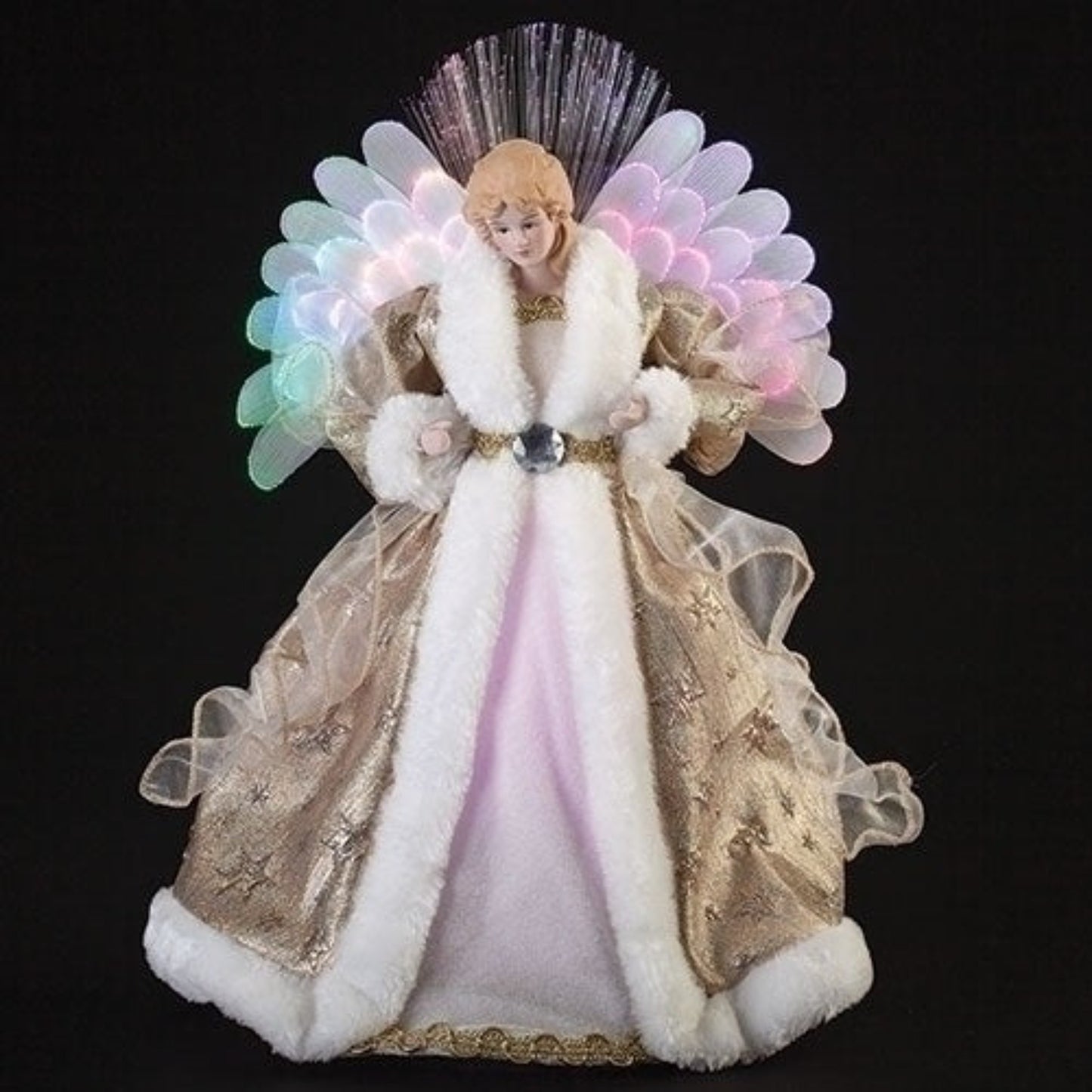 Roman LED Angel Christmas Tree Topper with Fiber Optic Wings