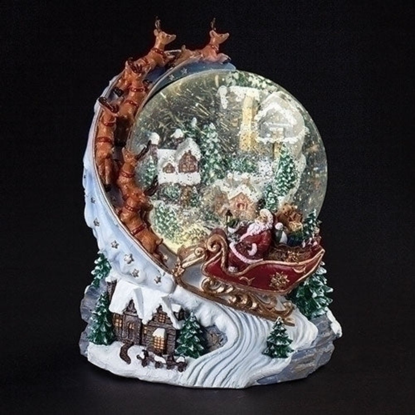 Roman LED Musical Swirl Santa Over Town 120MM Dome