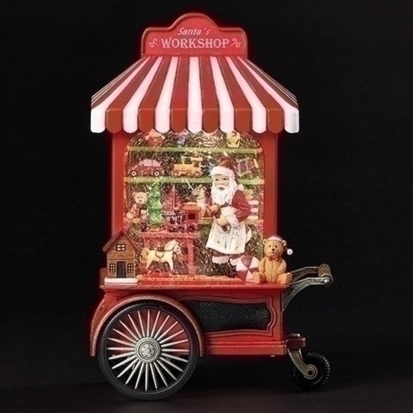Roman Santa Cart Toy Shop LED Swirl Waterglobe