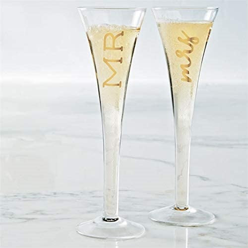 Mud Pie Mr & Mrs Champagne Flutes
