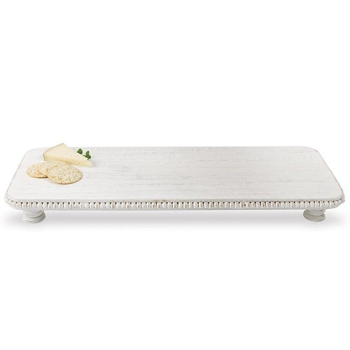 Mud Pie White Washed Beaded Serving Board Set