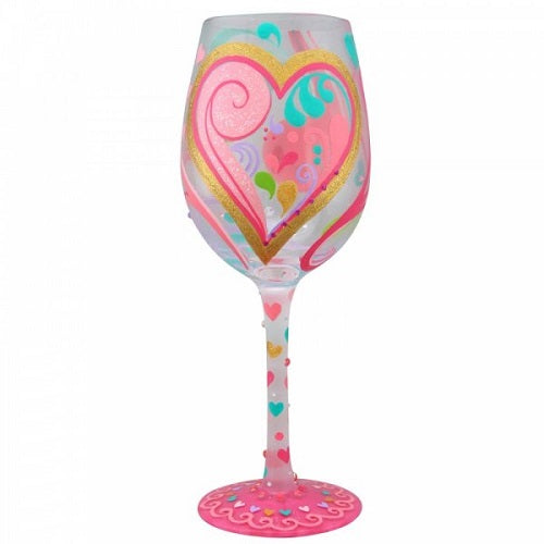 Lolita My Hearts-a-Swirl Hand painted Wine Glass