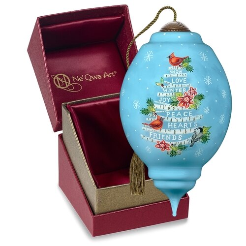 NeQwa Art Peace In Our Hearts, Hand-Painted Glass Ornament
